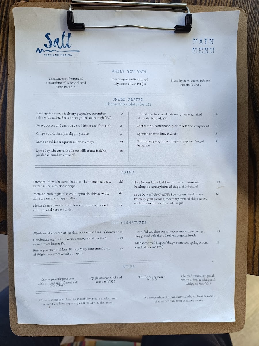 Menu Salt At Portland Marina-1