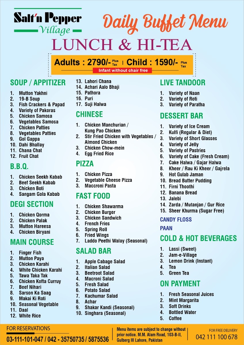 Menu Salt'n Pepper Village Lahore-2