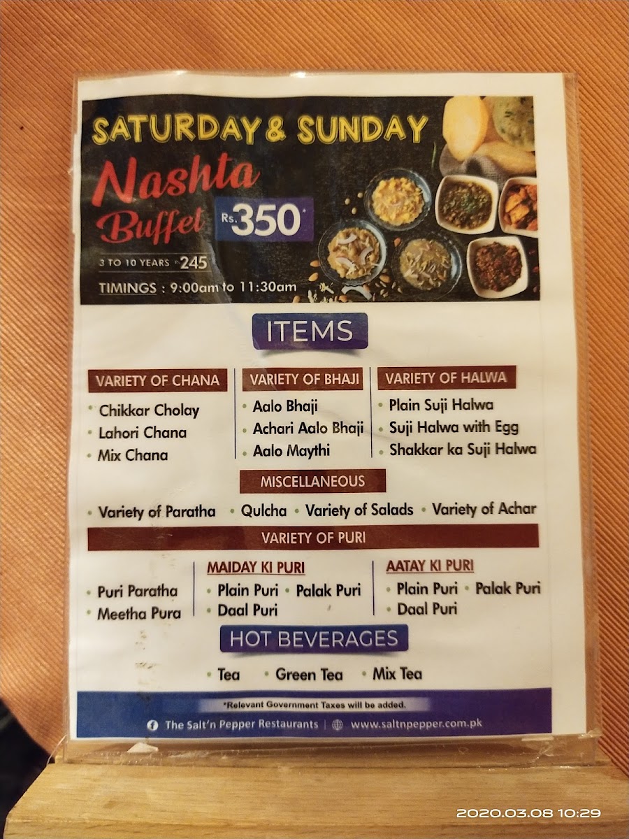 Menu Salt'n Pepper Village Lahore-8