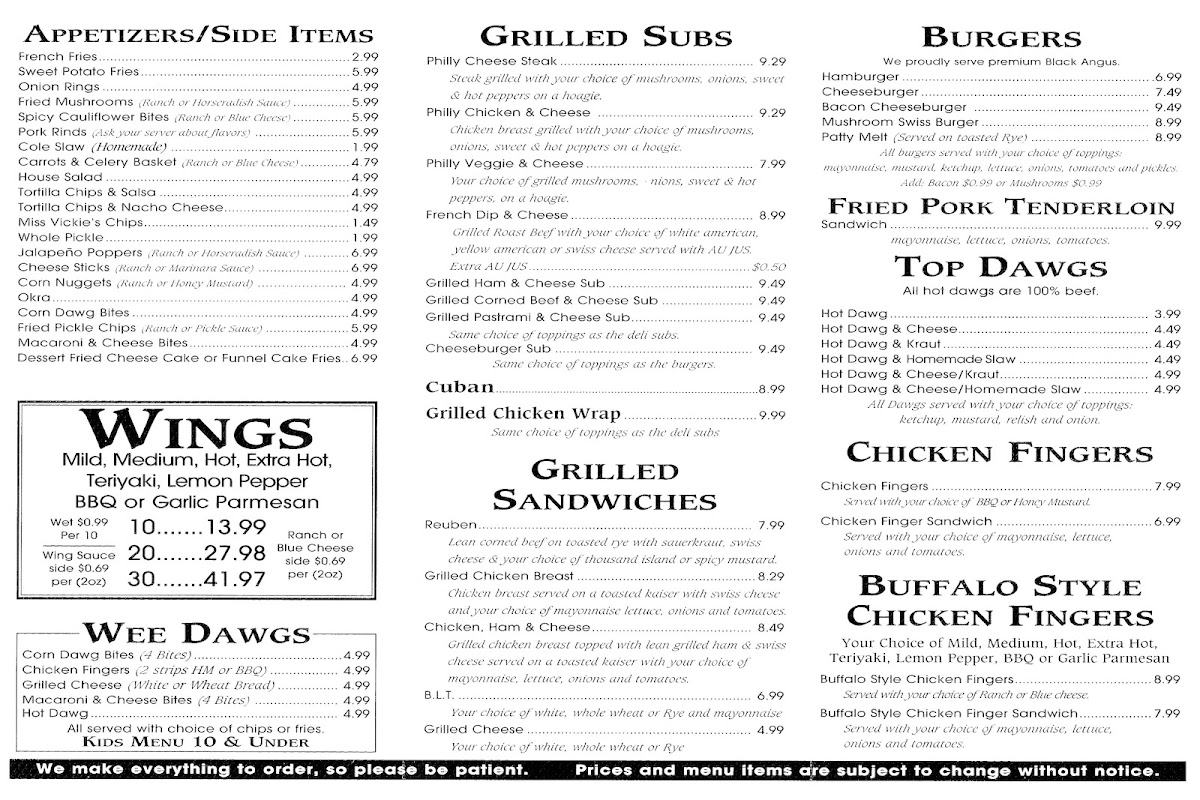 Menu Salty Dawg Pub & Deli-1