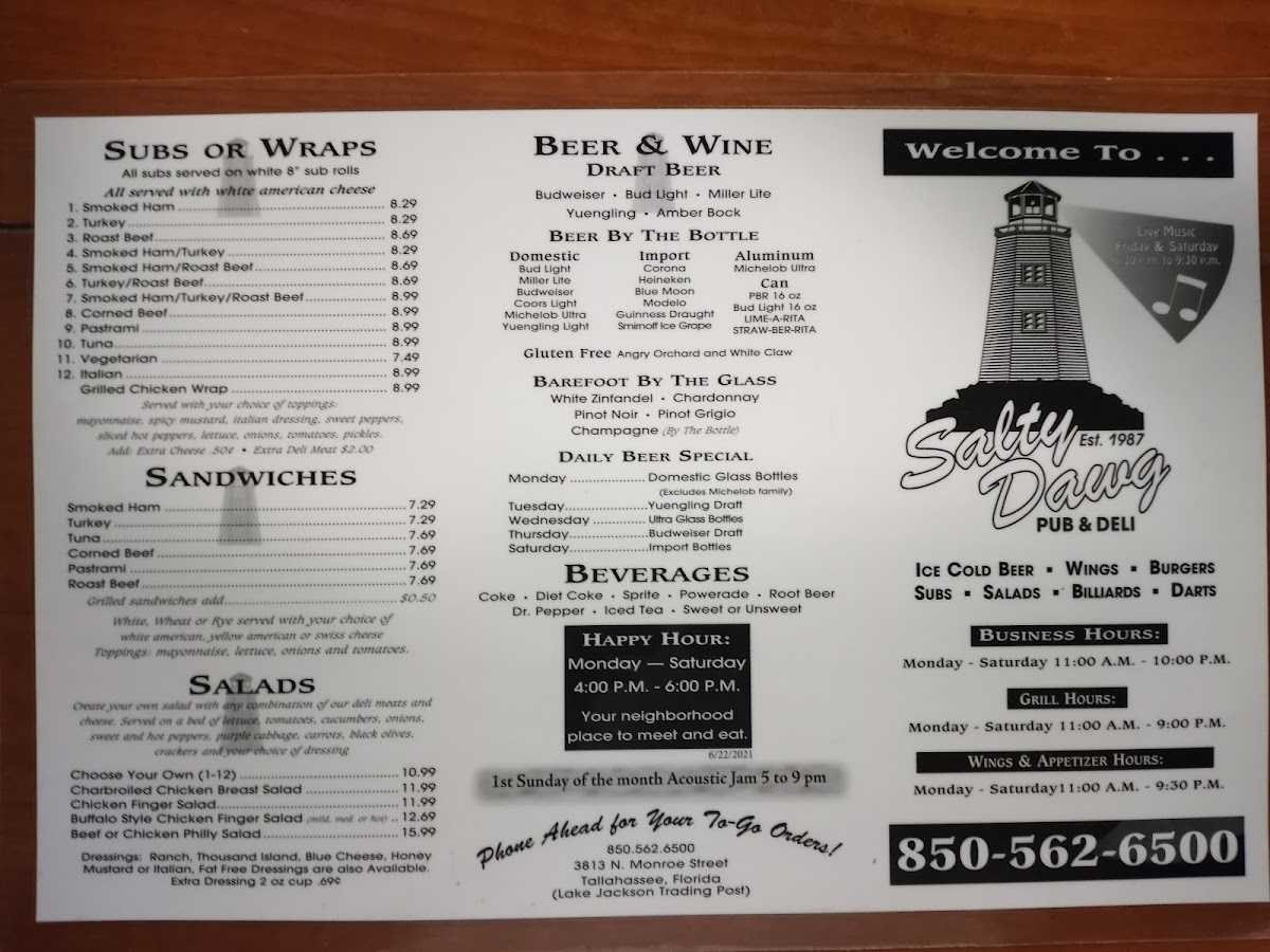 Menu Salty Dawg Pub & Deli-5