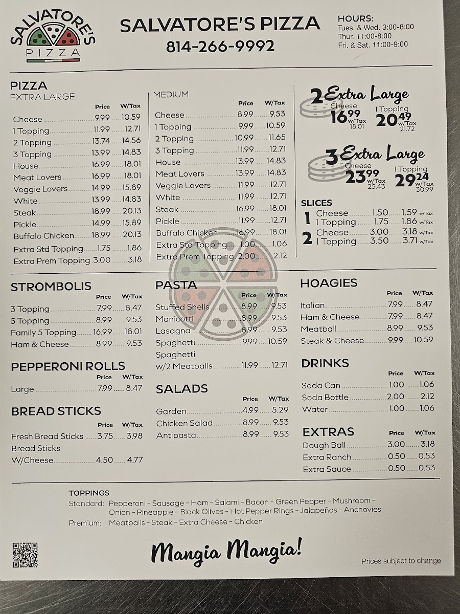 Menu Salvatore's Pizza-1
