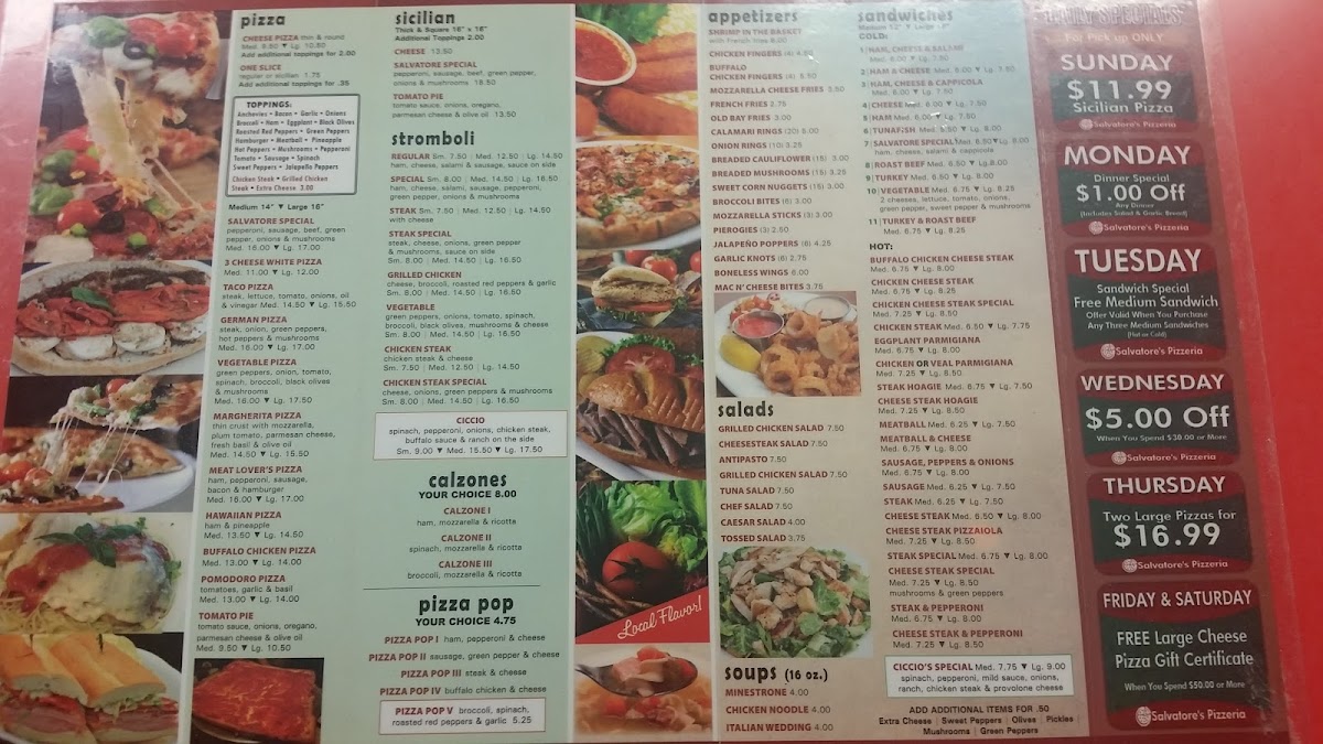 Menu Salvatore's Pizzeria-1