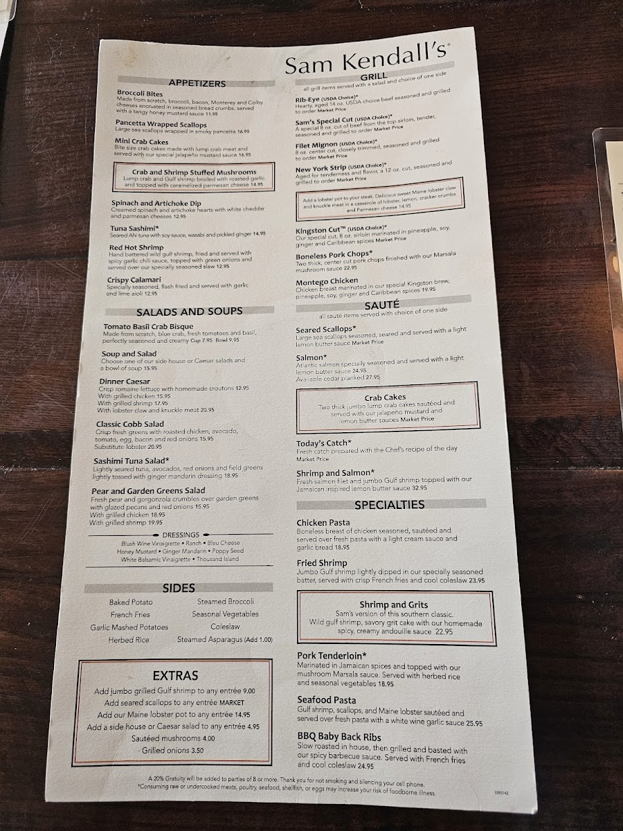 Menu Sam Kendall's-3
