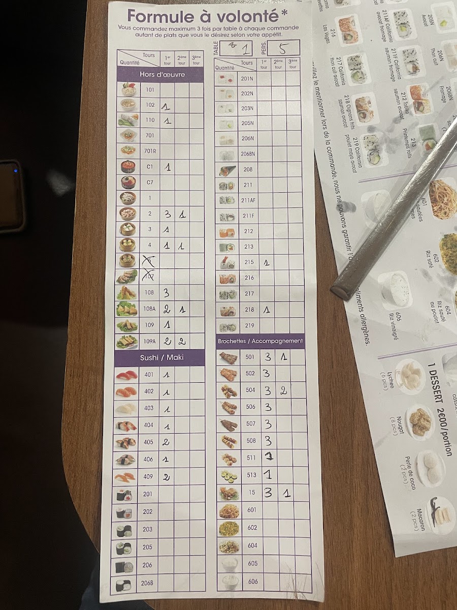 Menu Samouraï-9