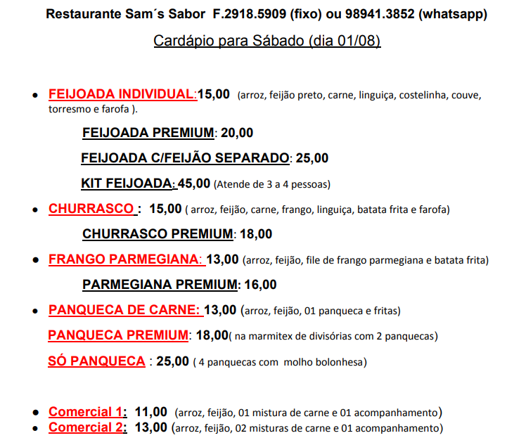 Menu Sam's Sabor-1