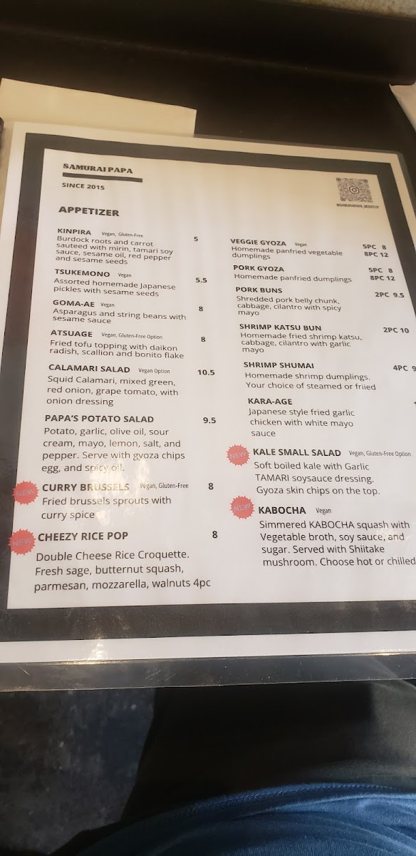 Menu Samurai Papa-1
