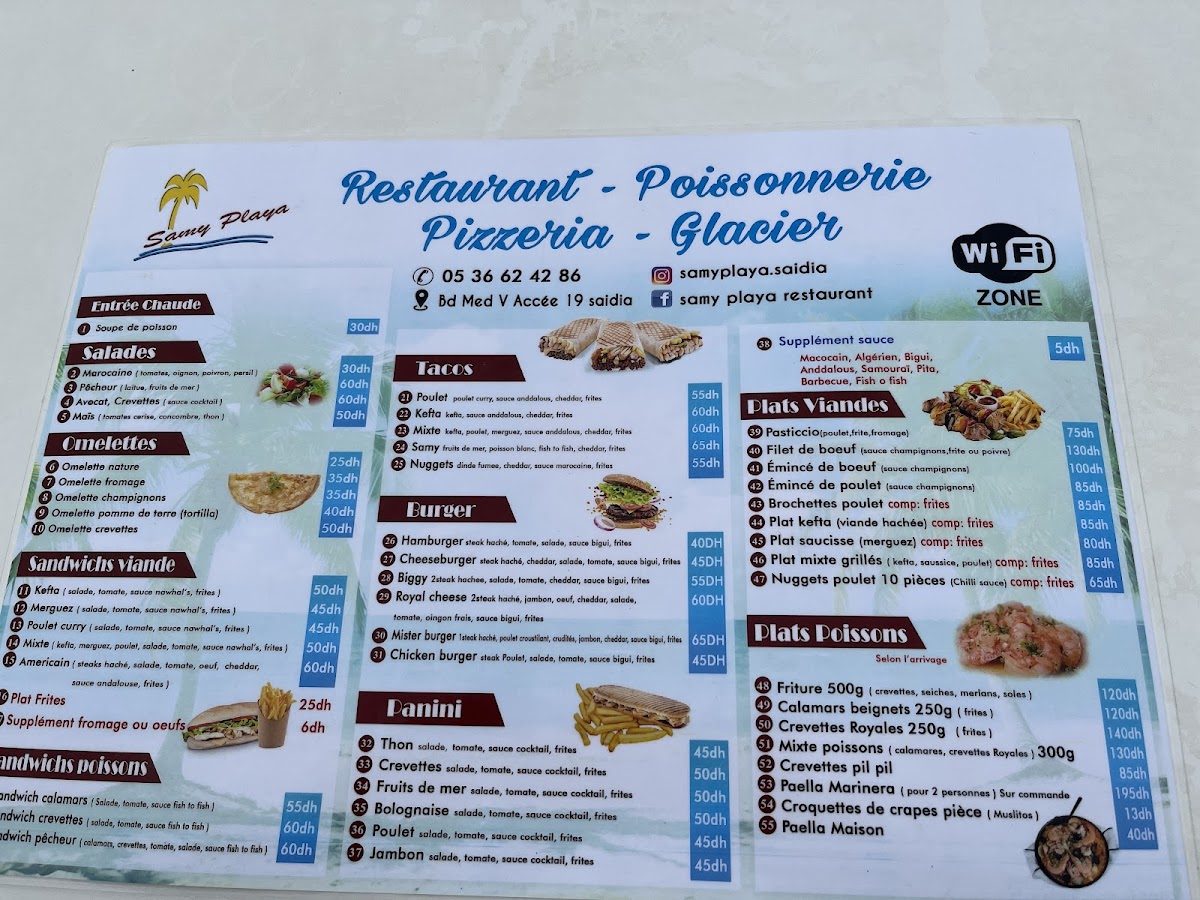 Menu Samy Playa : Restaurant & Pizzeria-1