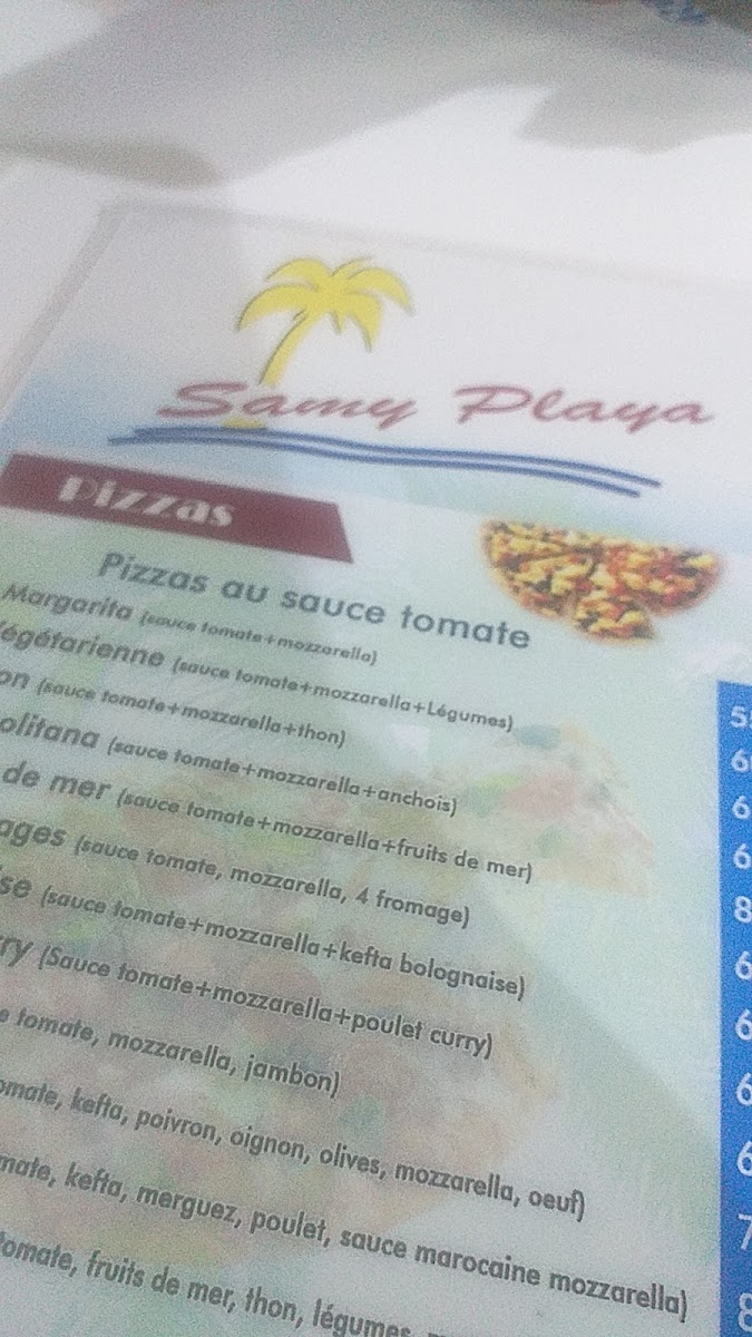 Menu Samy Playa : Restaurant & Pizzeria-2