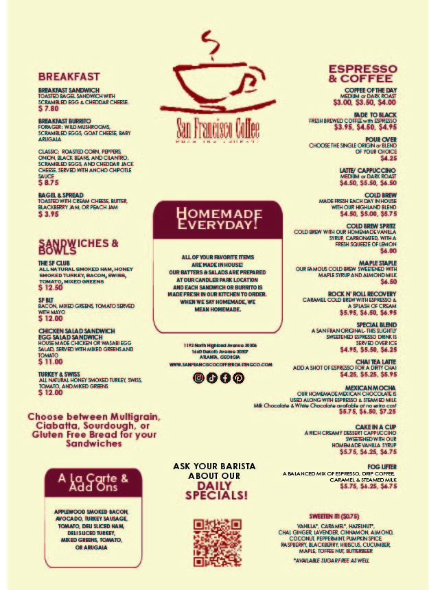 Menu San Francisco Coffee Roasting Company-1