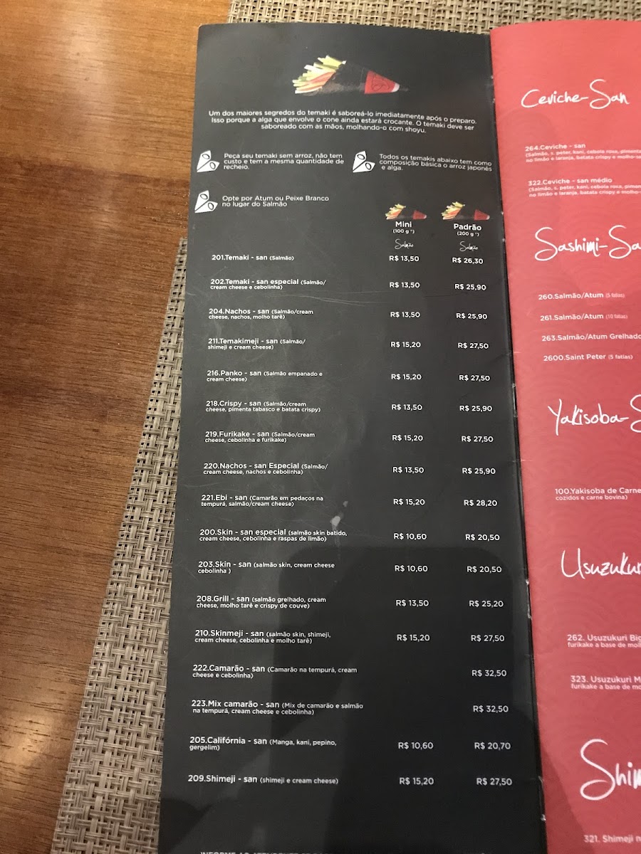 Menu San Oriental +-8