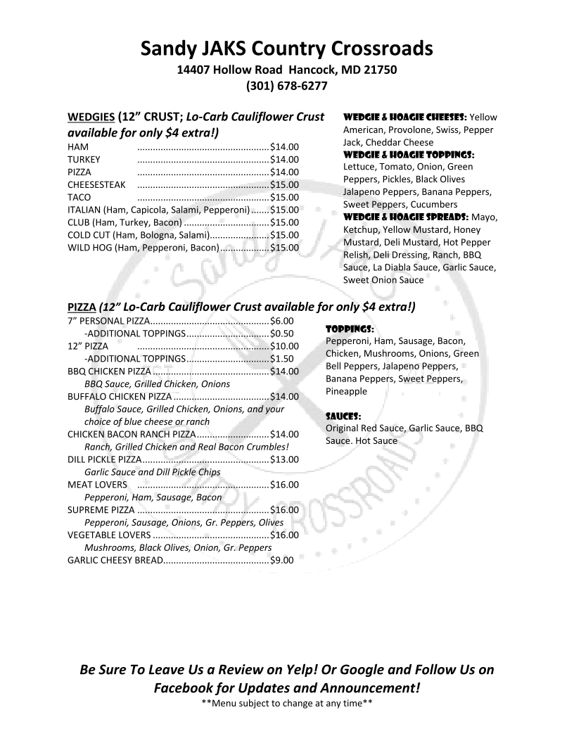 Menu Sandy Jaks Country Crossroads-3