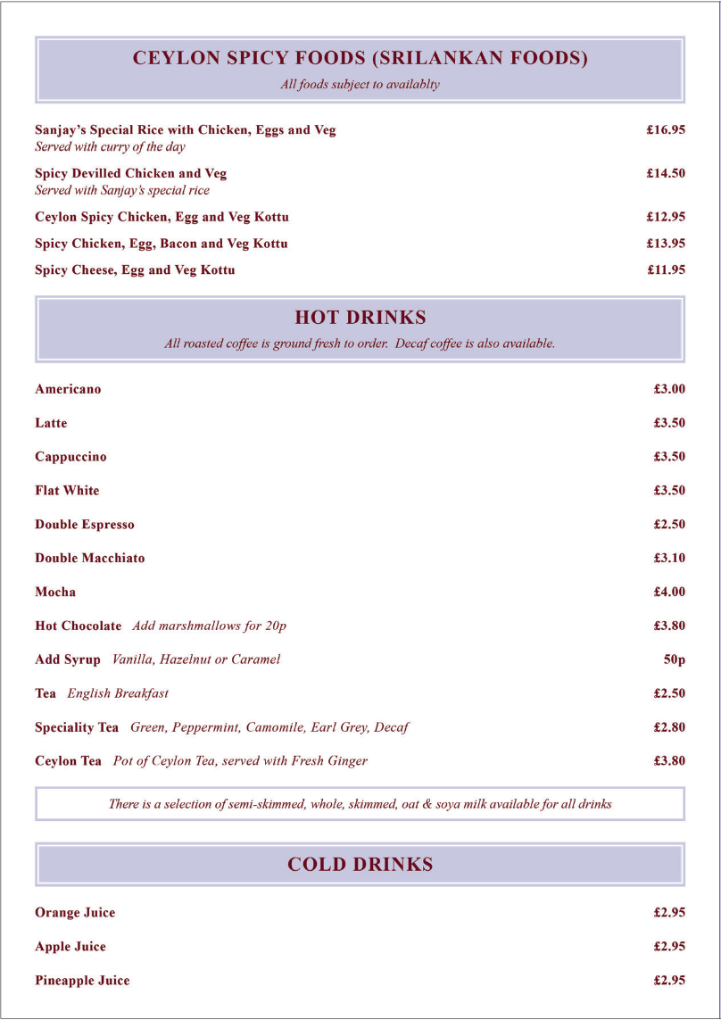 Menu Sanjay's Cafe-2