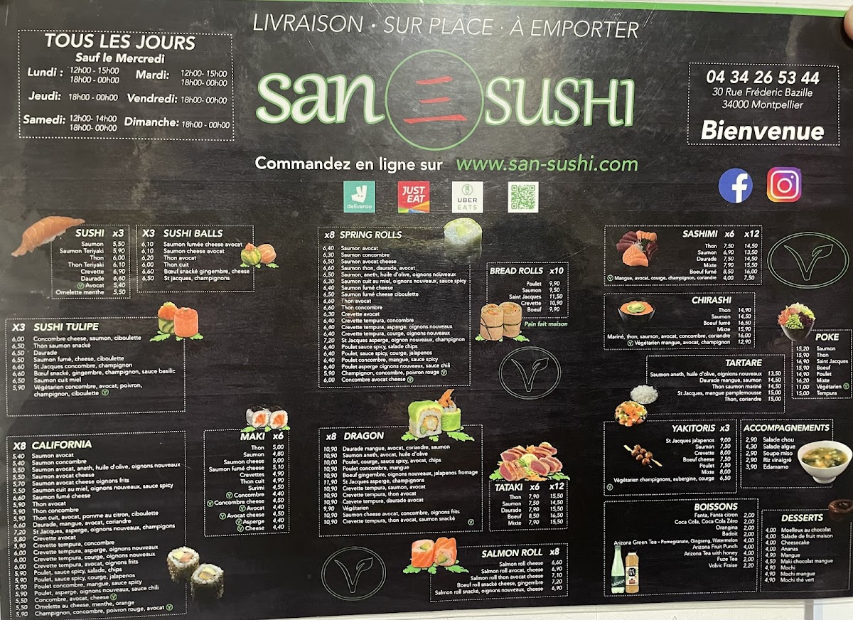 Menu San三Sushi Montpellier-2