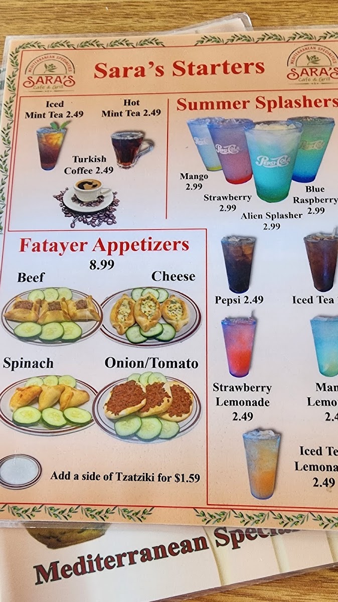Menu Sara's Mediterranean Café & Grill-9