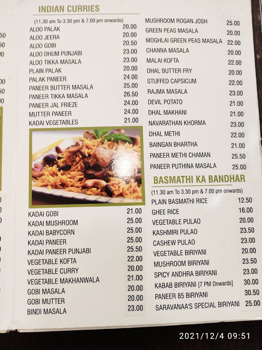 Menu Saravanaa Bhavan Oud Metha-8