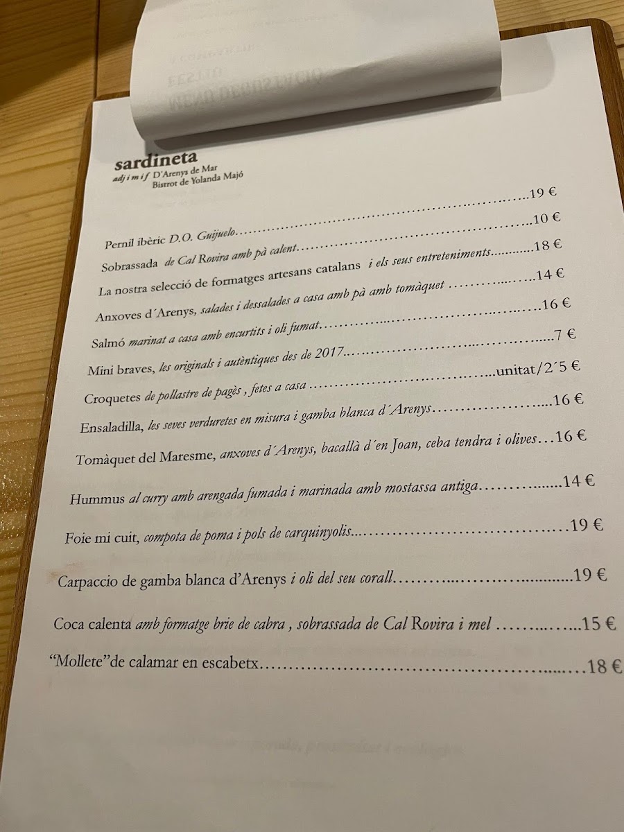 Menu Sardineta Bistrot De Yolanda Majó-4