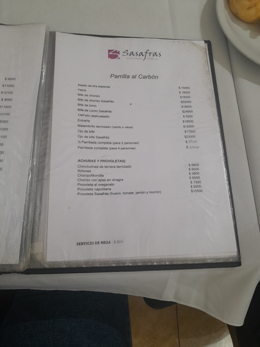 Menu Sasafras Restaurant Parrilla-2
