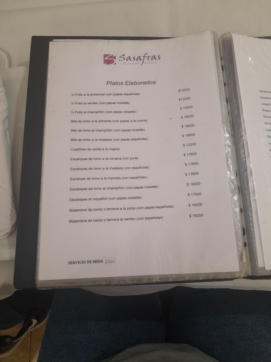 Menu Sasafras Restaurant Parrilla-4