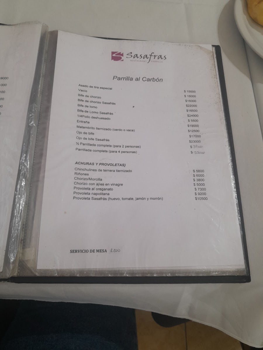 Menu Sasafras Restaurant Parrilla-5
