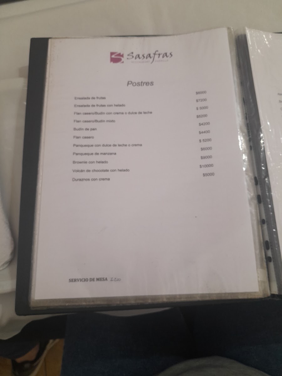 Menu Sasafras Restaurant Parrilla-7