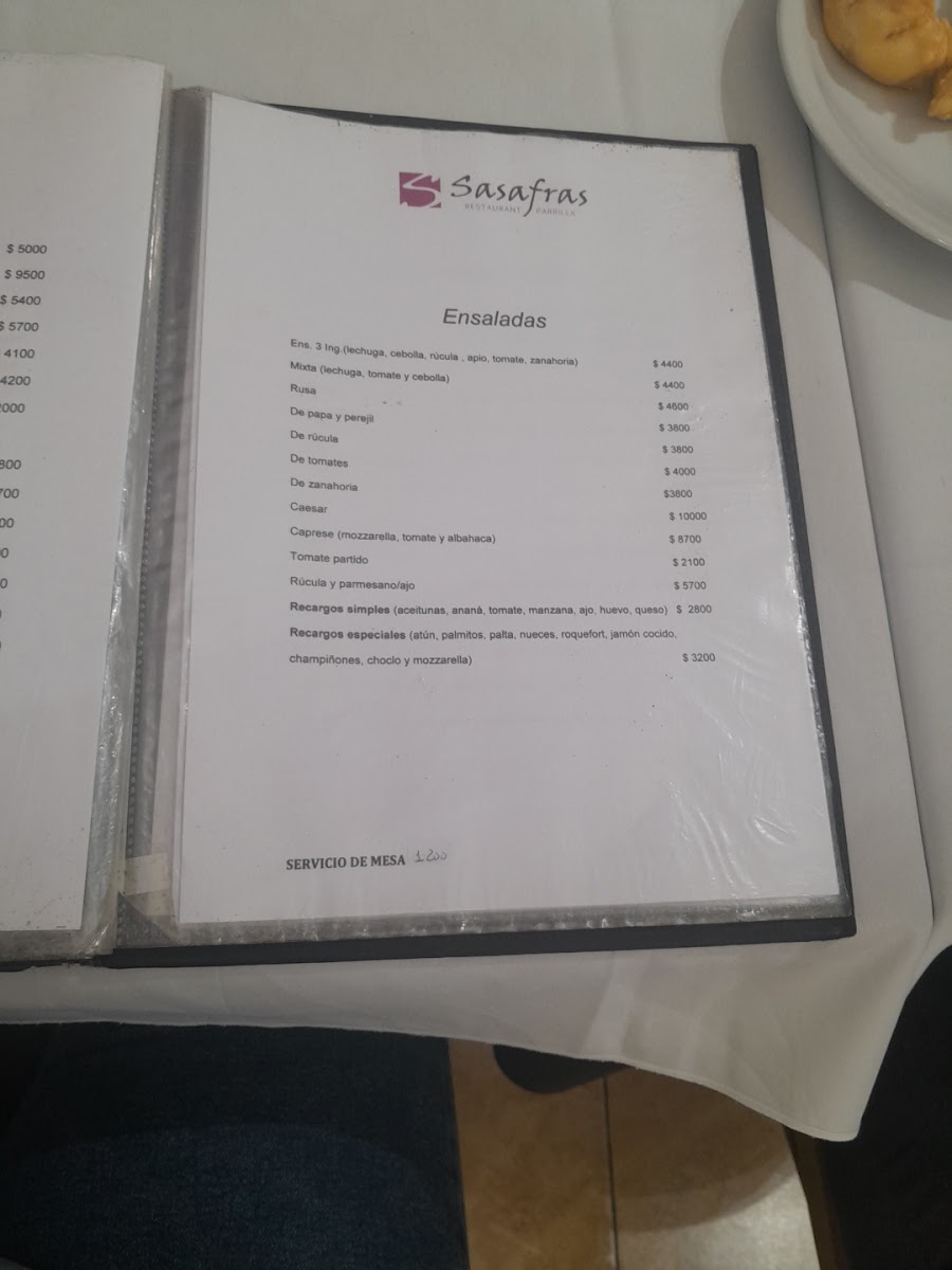 Menu Sasafras Restaurant Parrilla-9