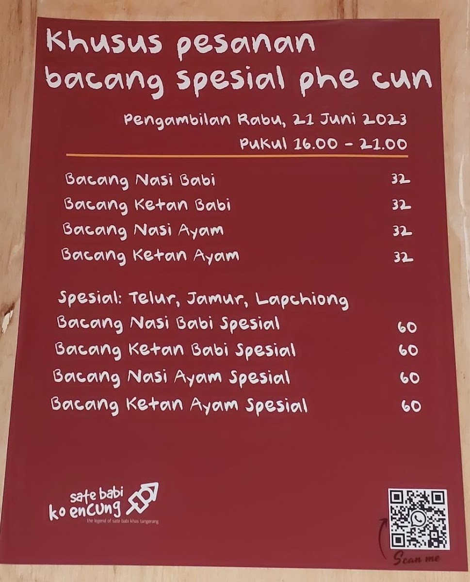 Menu Sate Babi Ko Encung - Gading Serpong-5