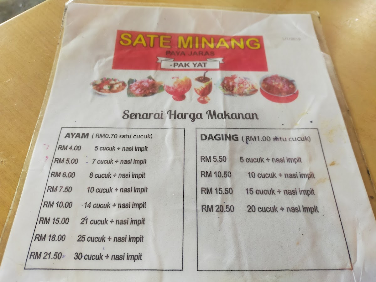 Menu Sate Minang Pak Yat Paya Jaras-10