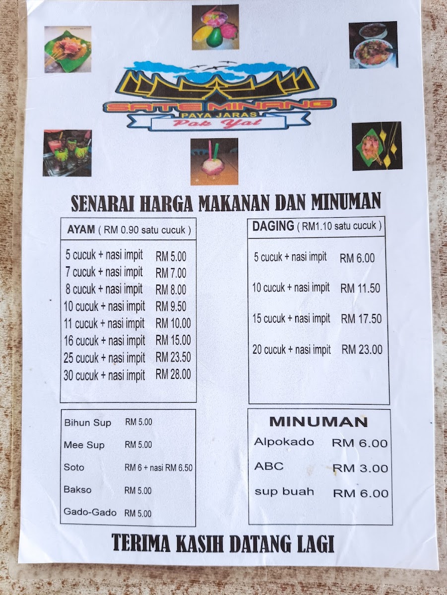 Menu Sate Minang Pak Yat Paya Jaras-2