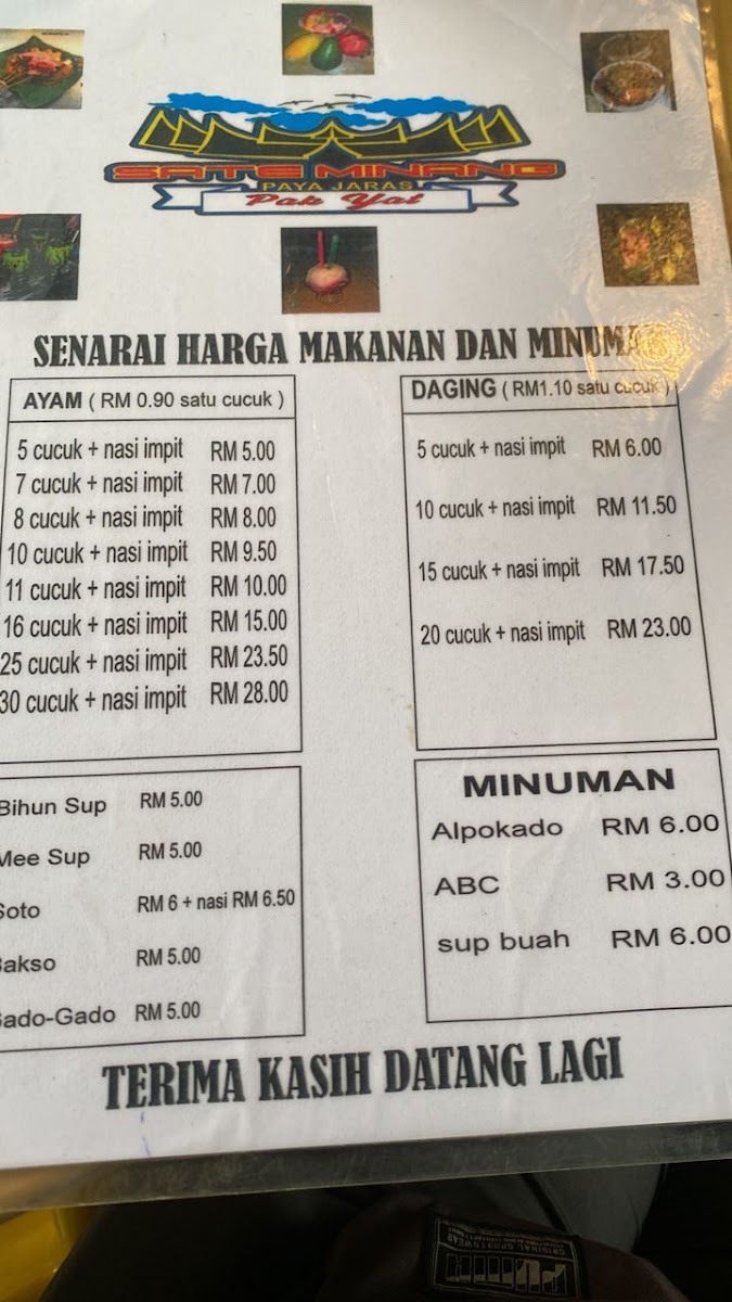 Menu Sate Minang Pak Yat Paya Jaras-8