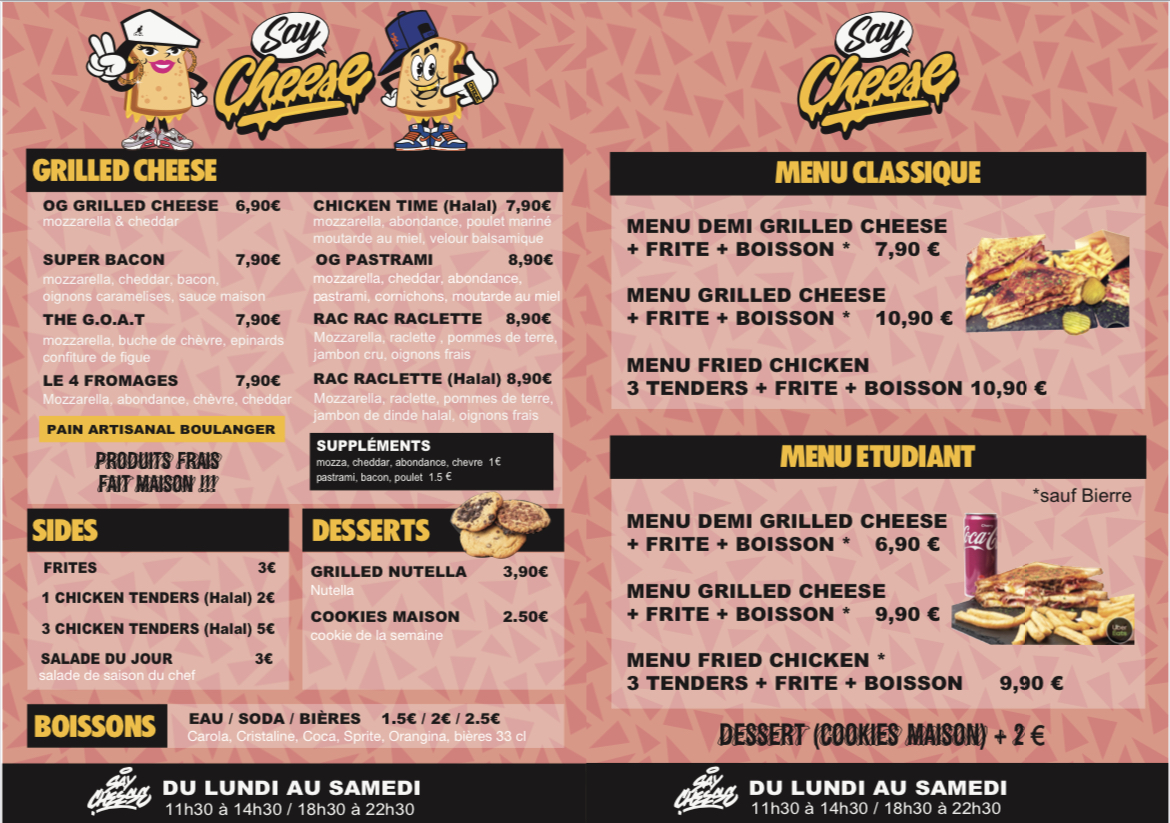 Menu Say Cheese-1