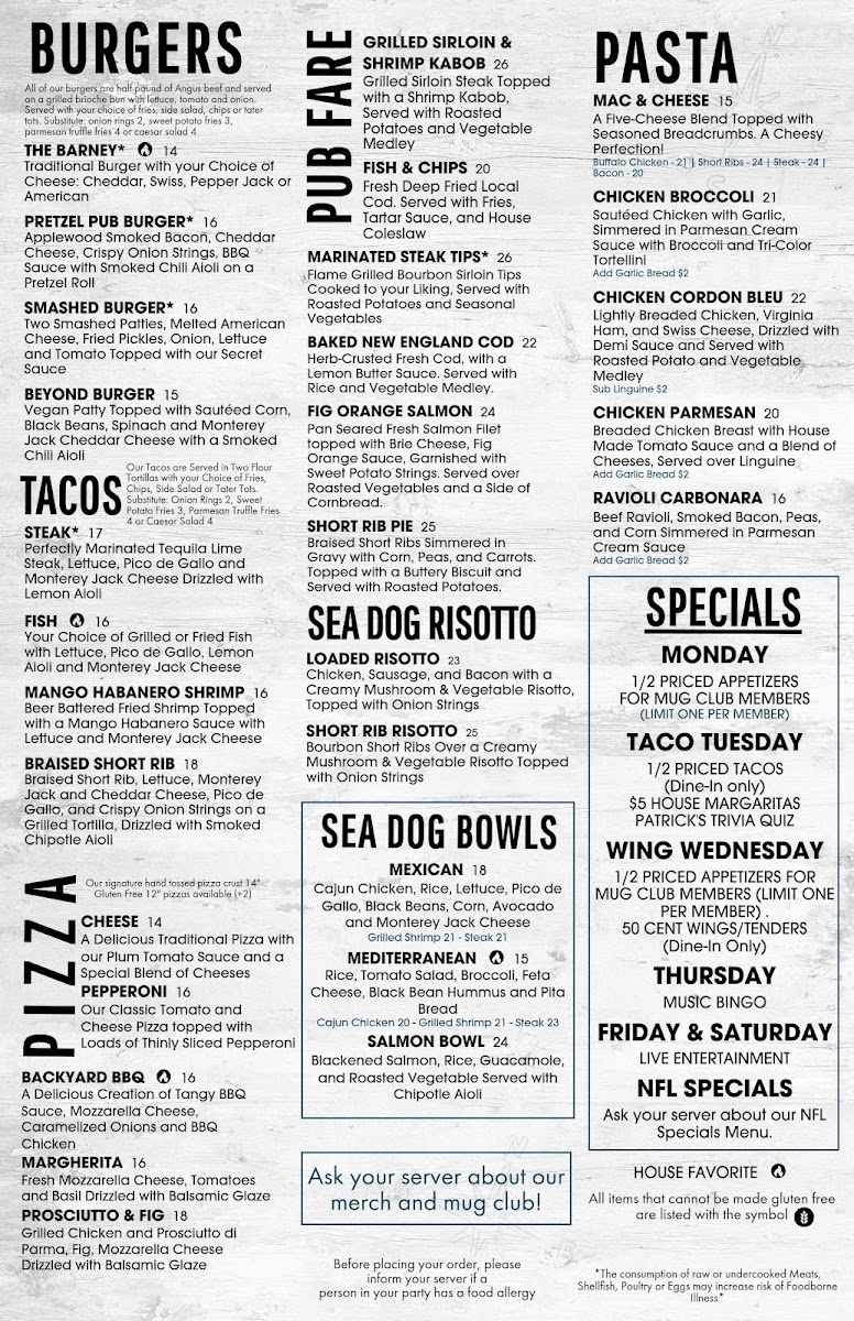 Menu Sea Dog Brew Pub-1