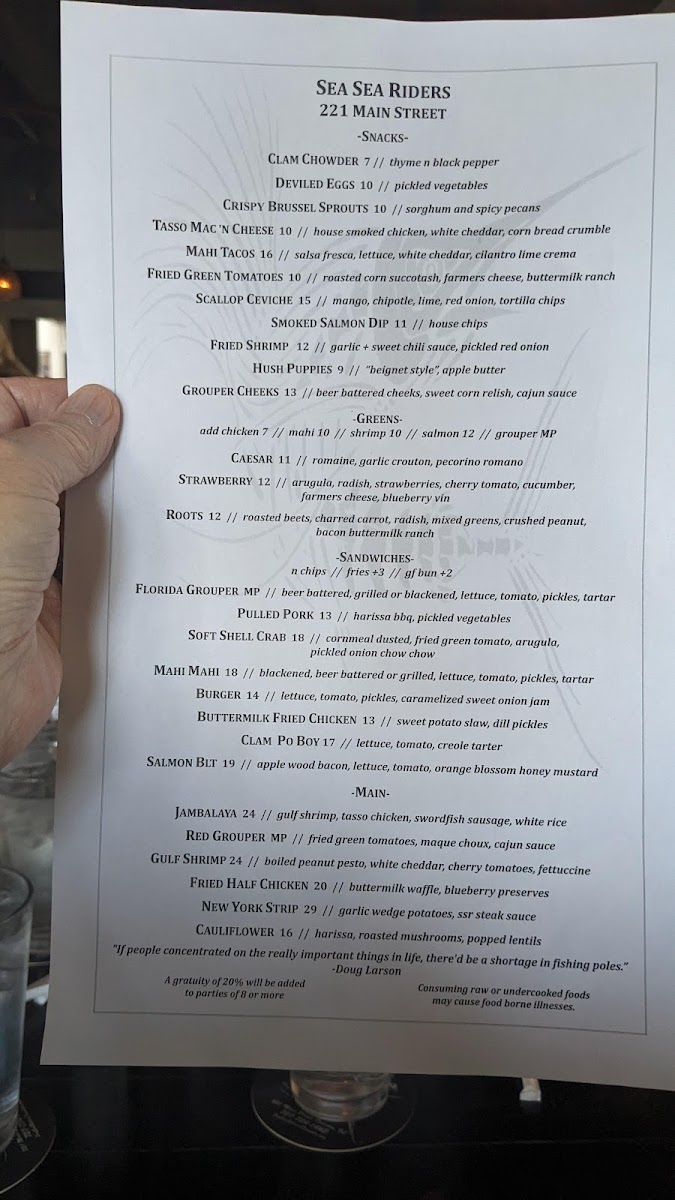 Menu Sea Sea Riders Restaurant-10