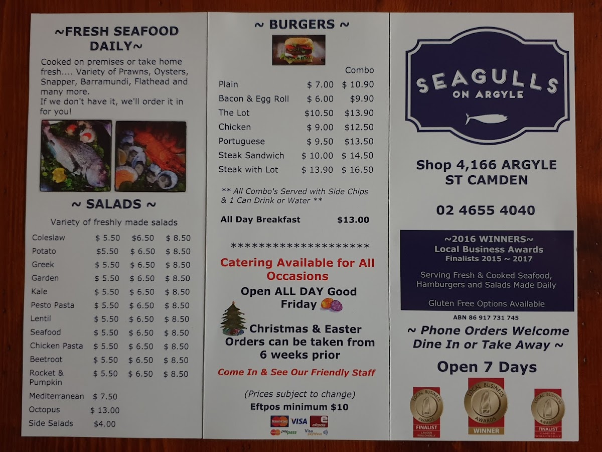 Menu Seagulls On Argyle-4
