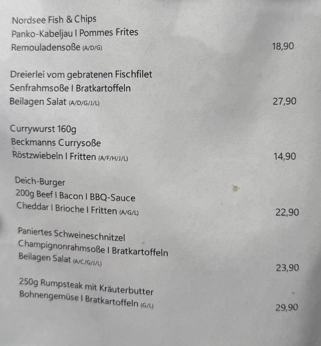 Menu Seaside 26-6