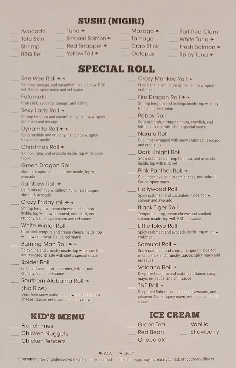 Menu See Wee Roll-9