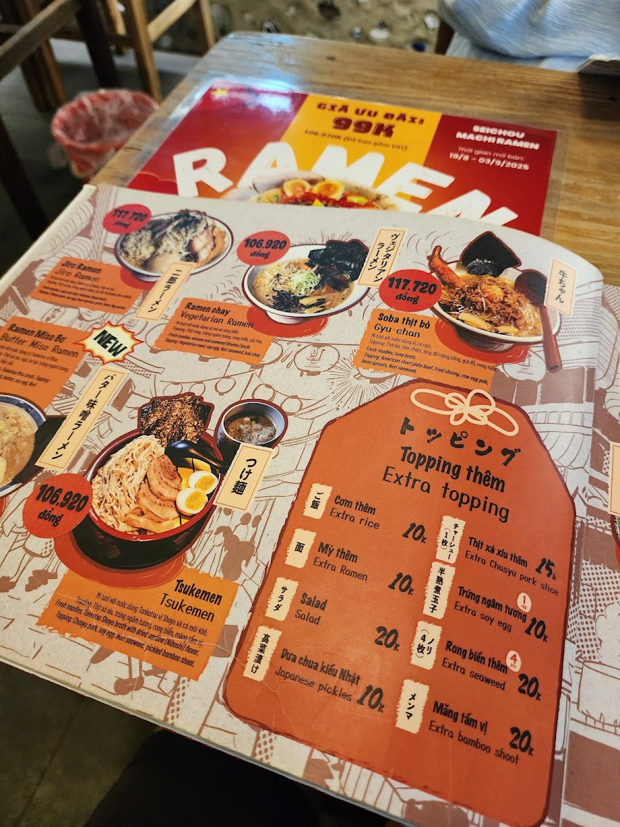Menu Seichou Machi Ramen Trung Kính-9