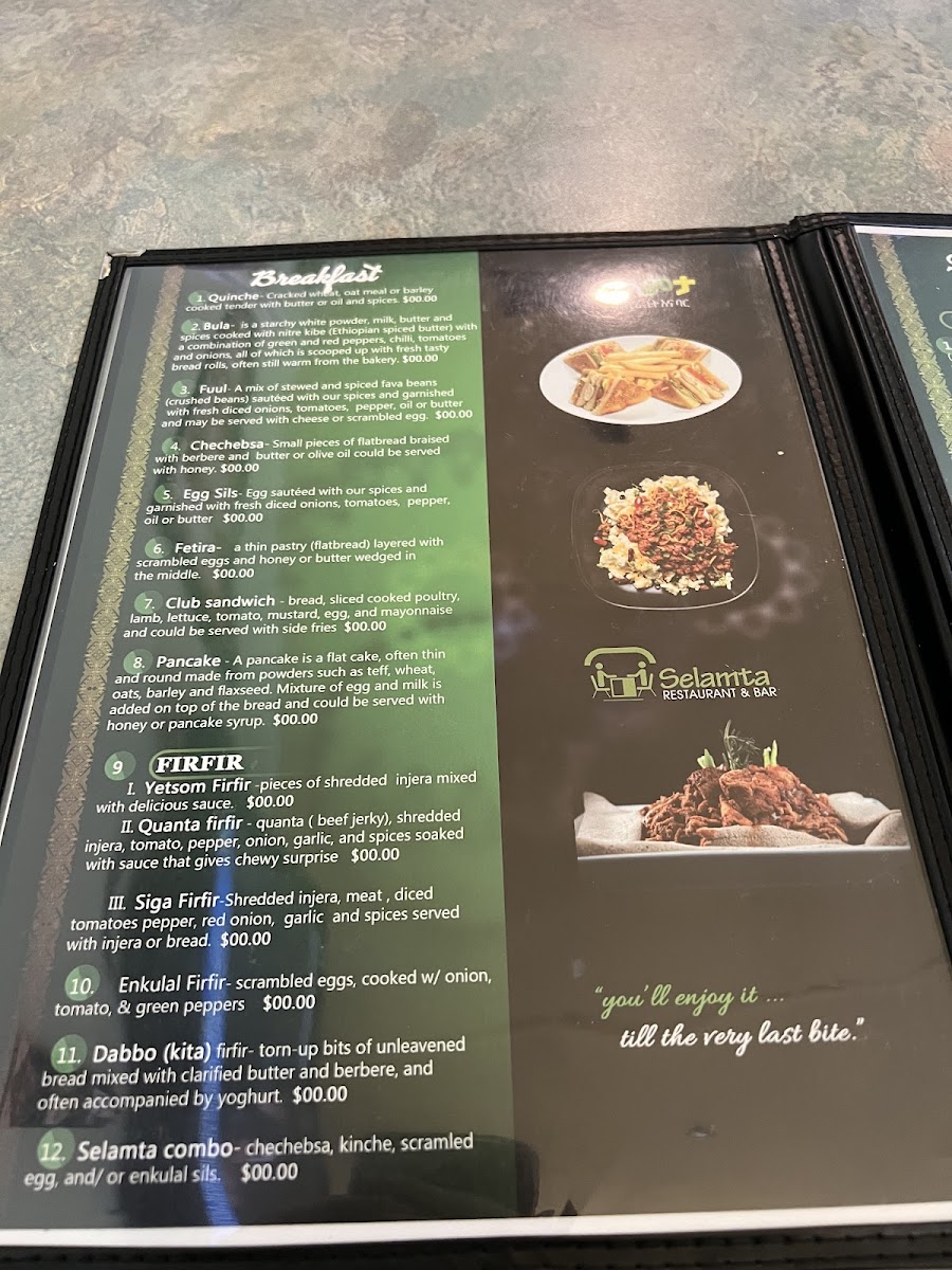 Menu Selamta Ethiopian Restaurant And Bar-4
