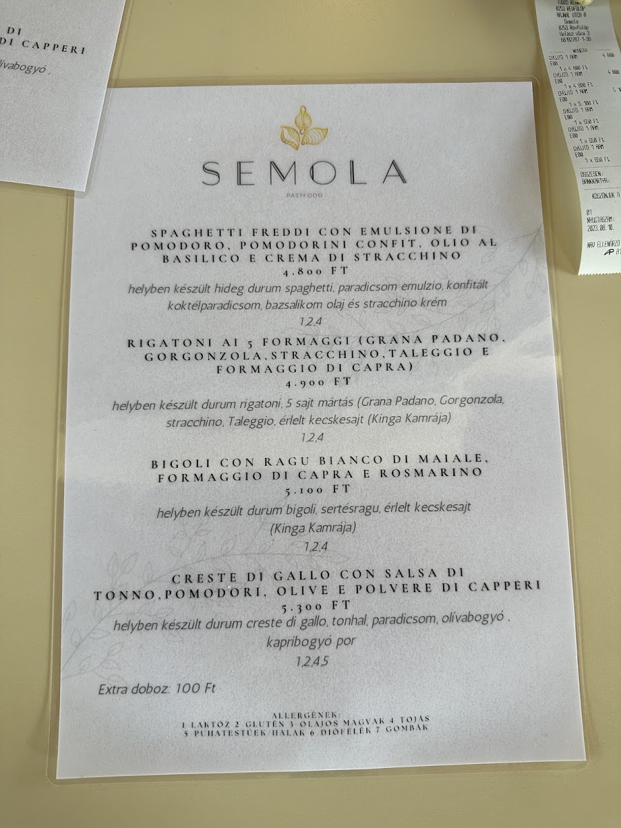 Menu Semola Pastfood - Olasz Tésztázó-4