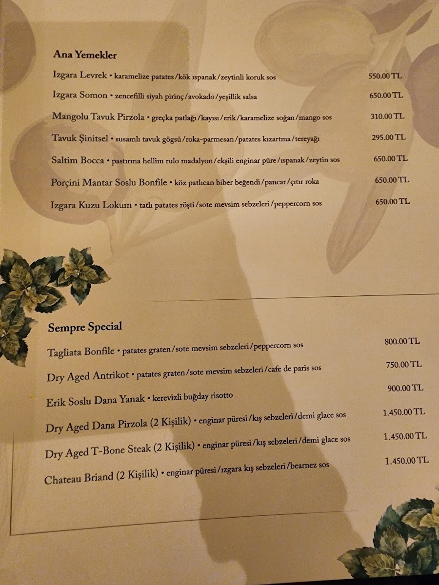 Menu Sempre Ristorante Italiano-1