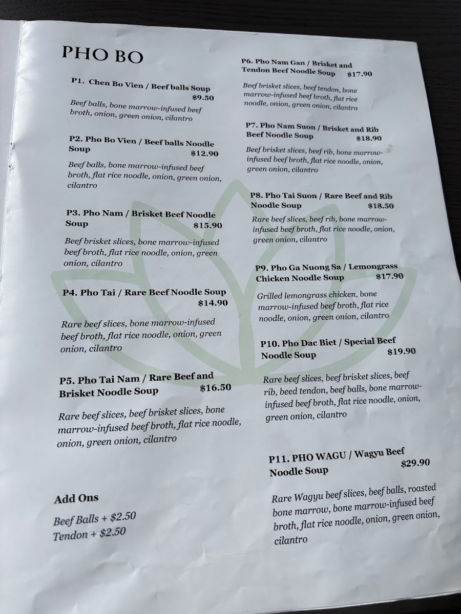 Menu Sen Pho & Cafe (Kerrisdale)-2