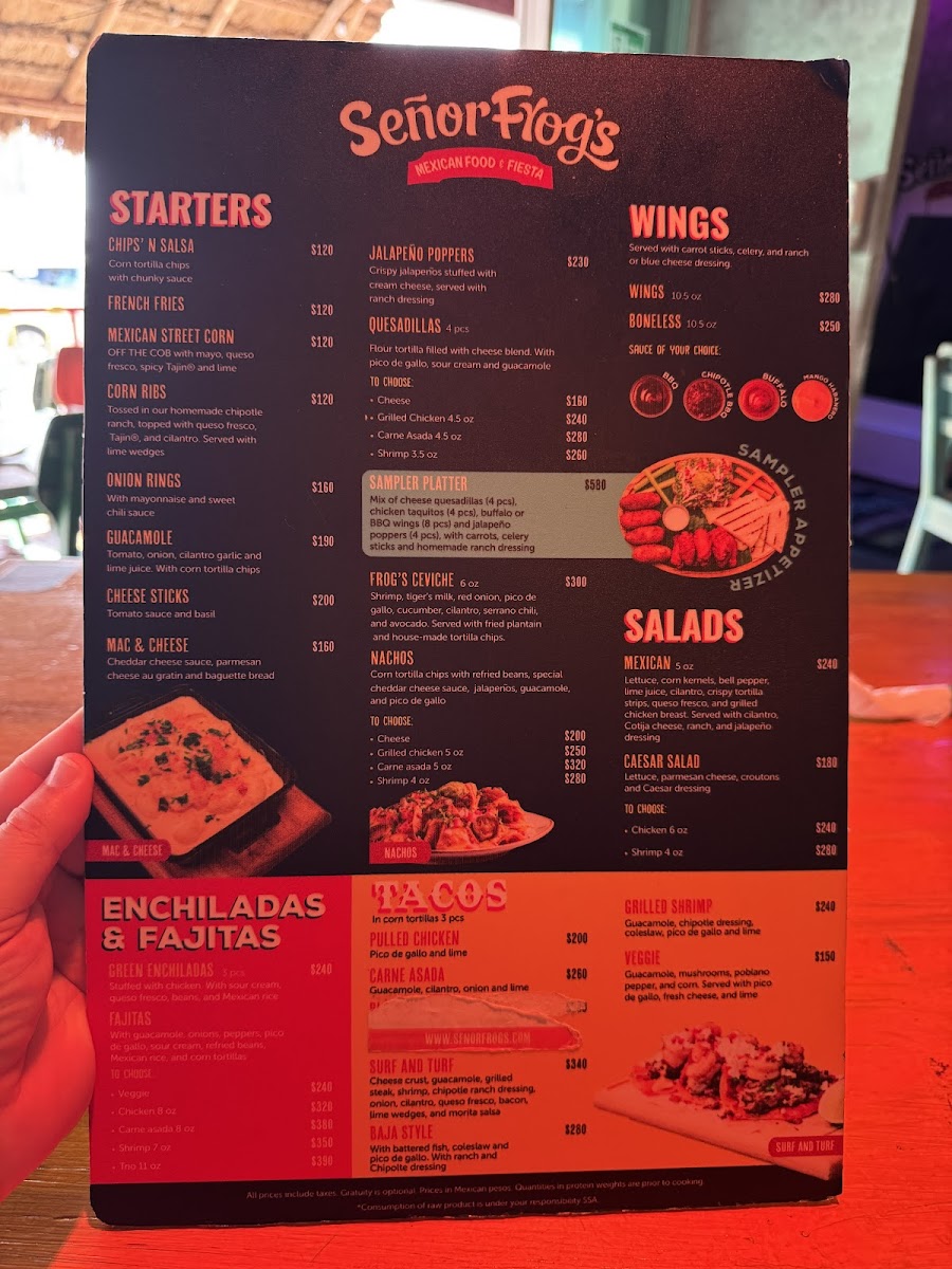 Menu Señor Frog's Punta Langosta | Mexican Restaurant & Fiesta-2