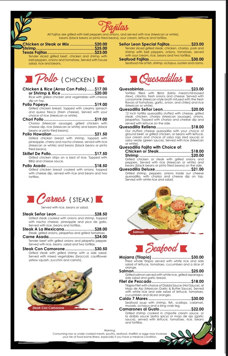 Menu Señor Leon Mexican Cantina & Grill-1