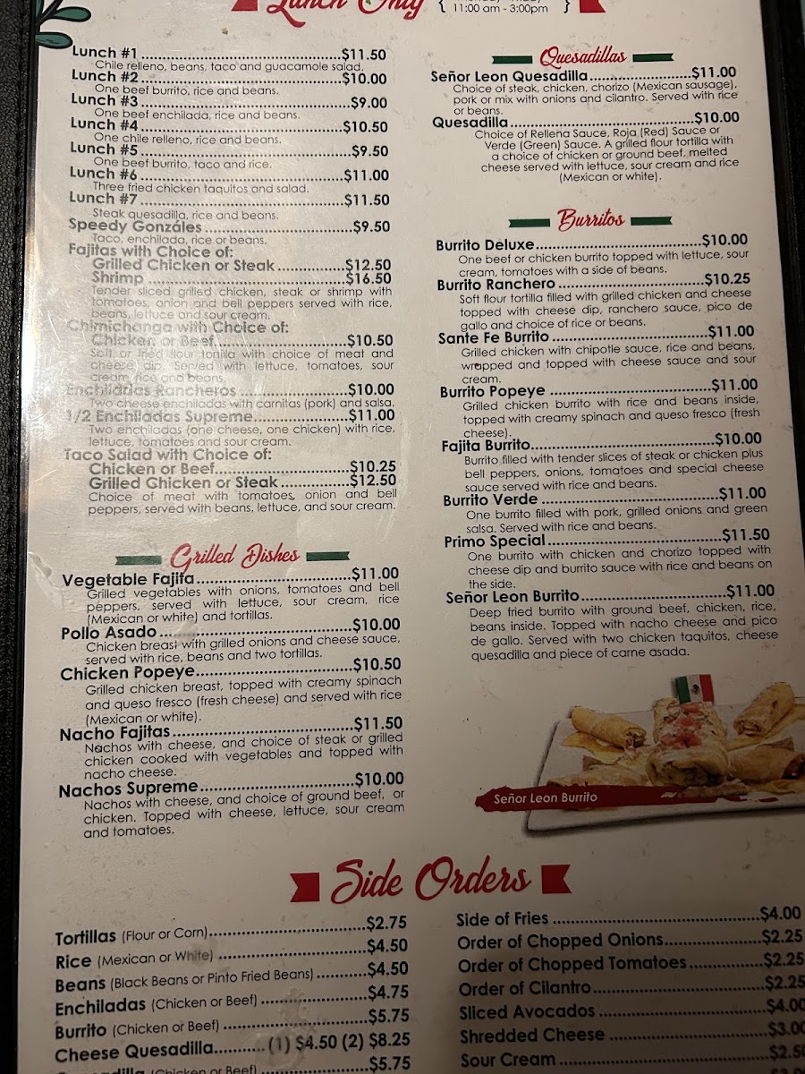 Menu Señor Leon Mexican Cantina & Grill-10