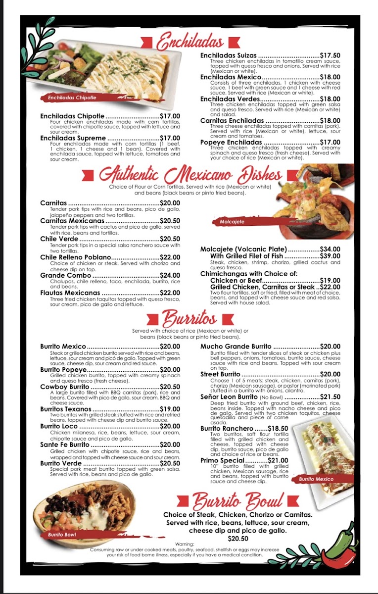 Menu Señor Leon Mexican Cantina & Grill-2
