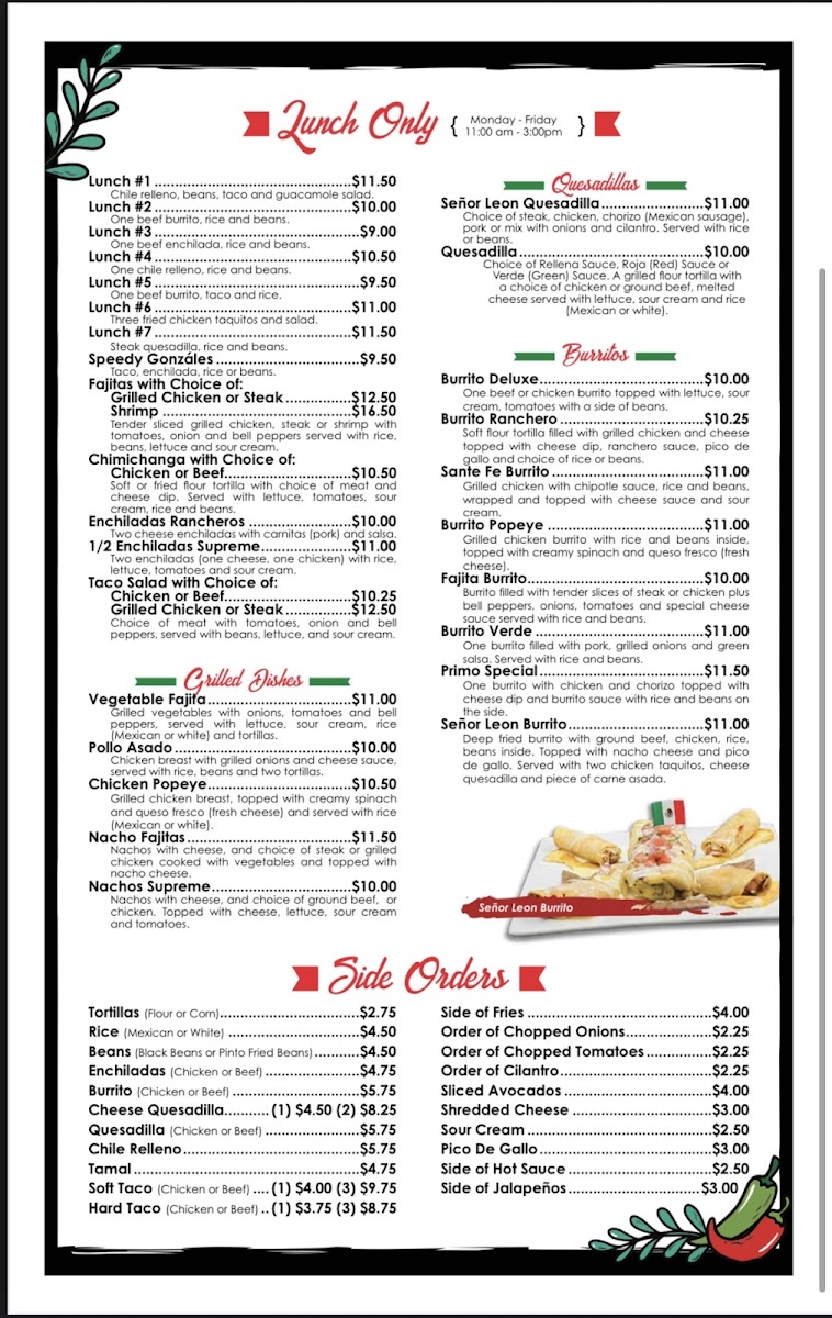 Menu Señor Leon Mexican Cantina & Grill-4