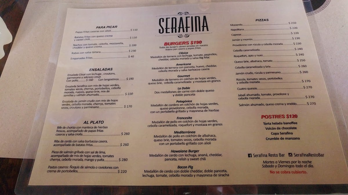Menu Serafina Resto Bar-7
