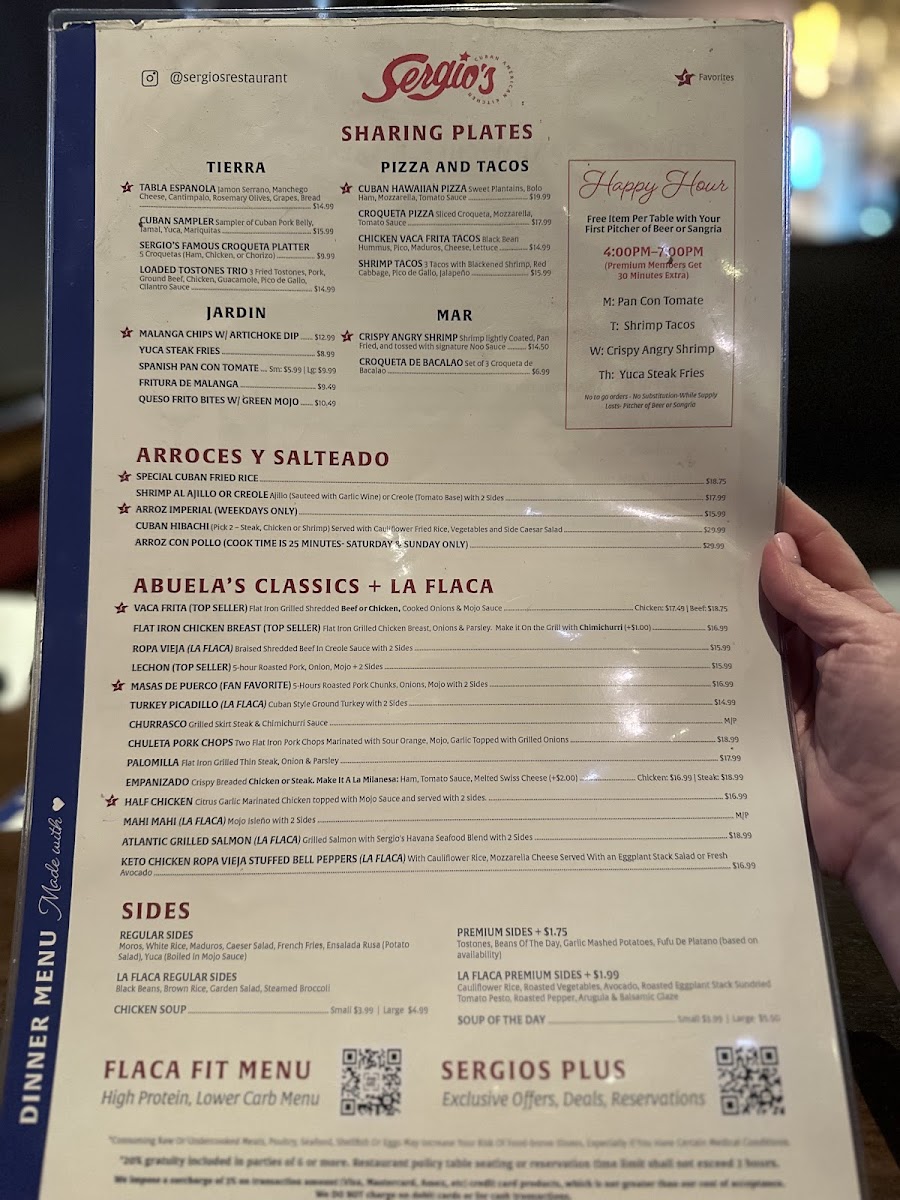 Menu Sergio's Restaurant-1