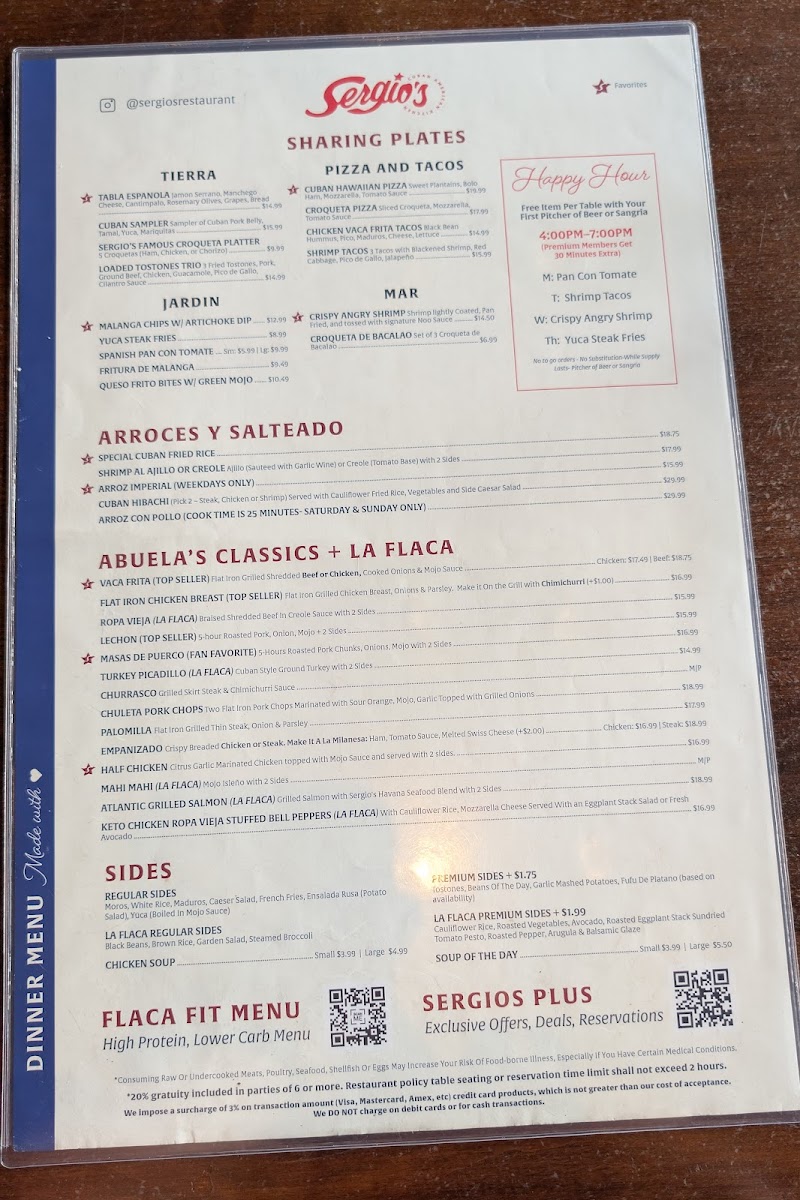 Menu Sergio's Restaurant-2