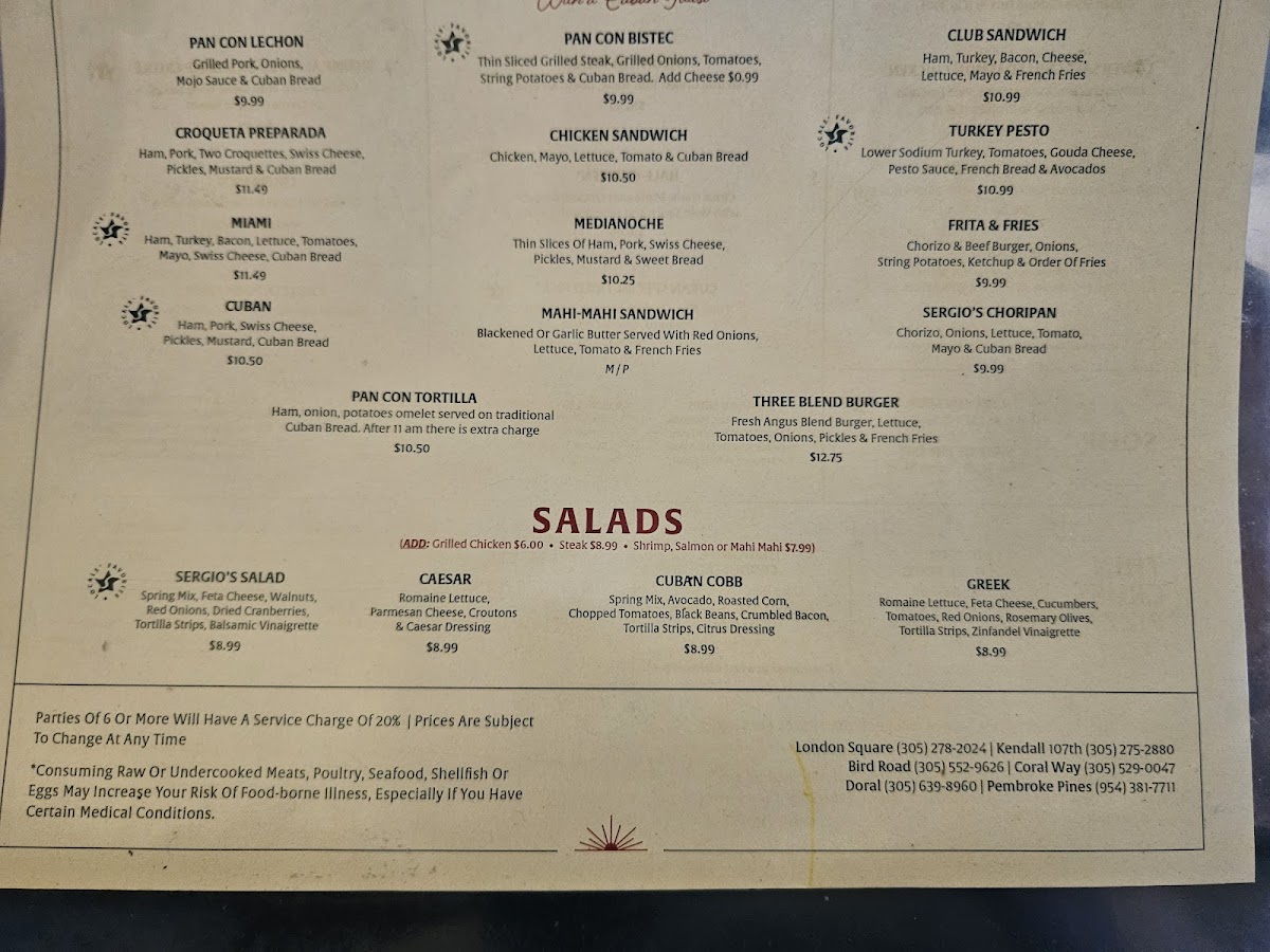 Menu Sergio's Restaurant-5
